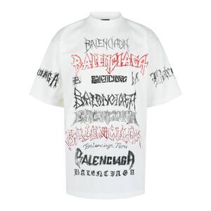 Balenciaga Metal Logo Oversized T-Shirt White Mens